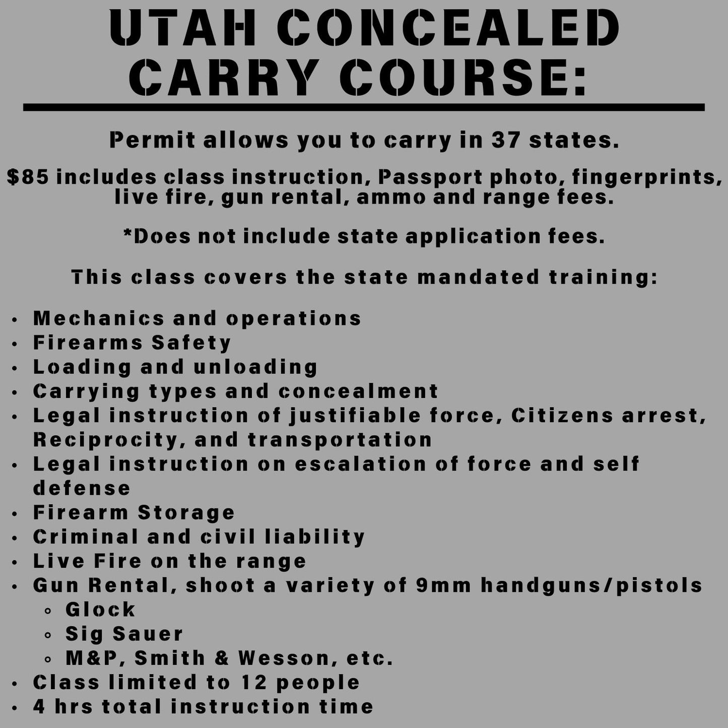 Utah Concealed Firearms Course On The Range